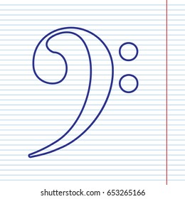 Cube sign illustration. Vector. Navy line icon on notebook paper as background with red line for field.