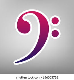 Cube sign illustration. Vector. Purple gradient icon on white paper at gray background.