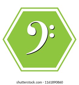 Cube sign illustration. Vector. White icon with black shadow at yellow green honeycomb on white background.