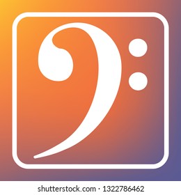 Cube sign illustration. Vector. White icon on transparent button at orange-violet gradient background.