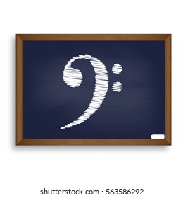 Cube sign illustration. White chalk icon on blue school board with shadow as background. Isolated.