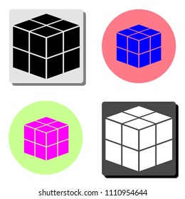cube. simple flat vector icon illustration on four different color backgrounds