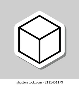 Cube simple icon. Flat desing. Sticker with shadow on gray background.ai
