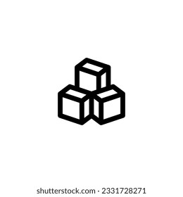 Cube simple toy outline style icon and illustration - vector