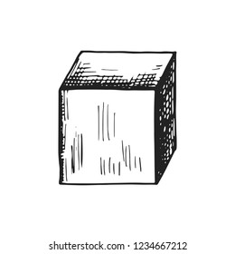 cube sketch vector isolated. object on white background