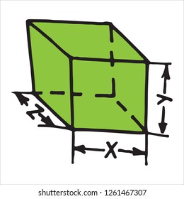 Cube sketch vector isolated. Object on white background