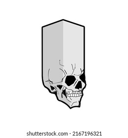Cube skull isolated. Square skull Vector illustration