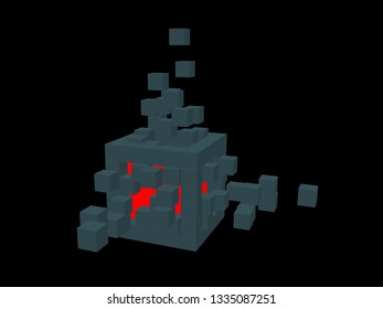 Cube from small cubes. Big Data concept. 