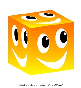 cube with smiley face