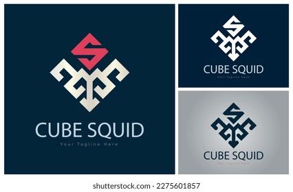 cube squid letter s modern logo template design vector for brand or company and other