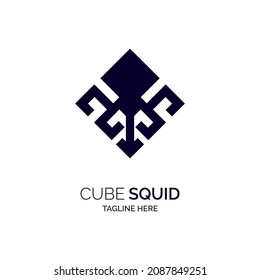 cube squid octopus logo template design vector for brand or company and other