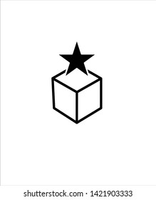 cube with stat icon,vector best flat line icon.