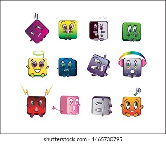 
cube sticker with different emotions from love to hate