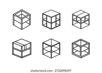 ícone de prateleira de armazenamento de cubo ilustração de vetor de arte de linha isolada