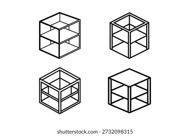 ícone de prateleira de armazenamento de cubo ilustração de vetor de arte de linha isolada