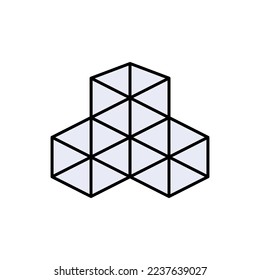 Cube Structure Icon. Isometric, Architecture. Lines Configuration Symbol. 