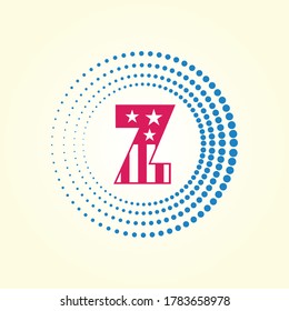 Cube Style American Flag, USA Independence Day Alphabet Letters
 of A Design