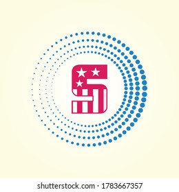 Bandera estadounidense estilo cubo, letras de alfabeto del Día de la Independencia de Estados Unidos
 Diseño de S