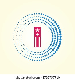 Cube Style American Flag, USA Independence Day Alphabet Letters
 of I Design