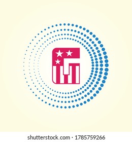 Bandera estadounidense estilo cubo, letras de alfabeto del Día de la Independencia de Estados Unidos
 Diseño de G