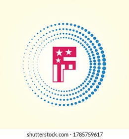 Cube Style American Flag, USA Independence Day Alphabet Letters
 of F Design