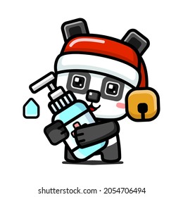 Cube Style Cute Christmas Panda Holding Hand Sanitizer