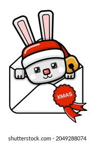 Cube Style Cute Christmas Rabbit In An Envelope