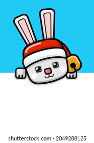 Cube Style Cute Christmas Rabbit Peeking