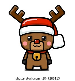 Cube Style Cute Christmas Reindeer Character