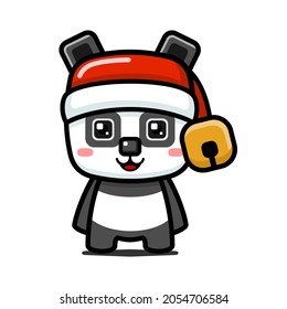 Panda lindo estilo cubo con sombrero Santa Claus