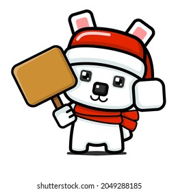 Cube Style Cute Polar Bear Holding Board