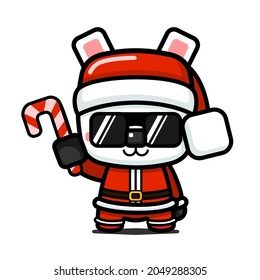 Cube Style Cute Polar Bear In Santa Claus Costume