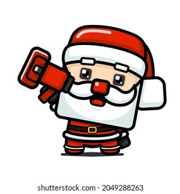 Cube Style Cute Santa Claus Holding Megaphone