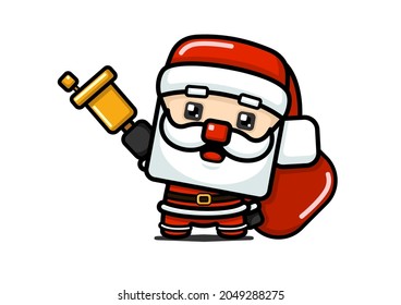 Cube Style Cute Santa Claus Holding Bell And Bag