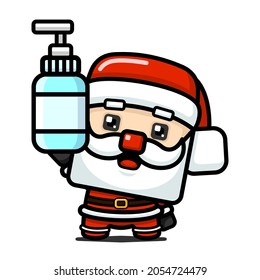 Cube Style Cute Santa Claus Holding Hand Sanitizer