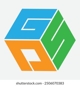 Cube Style Logo Design word "GPS". Simple, Colorful and Impressive.