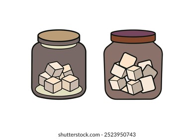 Cube sugar in jar - perfect for kitchen decoration design and attractive vector illustration