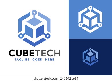 Cube Tech Logo Design Vector Template