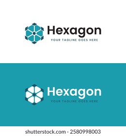 Cube tech logo, hexagon technology design set. Modern Globe digital futuristic hexagon chain link for World Wide Global Network Connection Technology internet web logo design. Cube tech logo