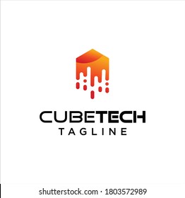 Cube Tech Logo Technology Digital Design Template. Hexagon Tech Logo Design Stock Vector. Box Tech logo Design Icon. fast box logo Design Illustration