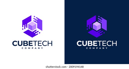 Cube technology logo design inspiration, hexagon concept