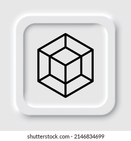 Cube, tesseract simple icon. Flat design. Neumorphism design.ai