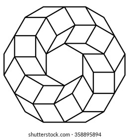 Cube torus illustration, hyperspace, sacred geometry