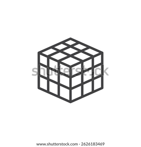 Cube toy line icon. linear style sign for mobile concept and web design. Puzzle cube toy outline vector icon. Symbol, logo illustration. Vector graphics