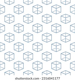 Cube vector concept minimal seamless pattern in outline style