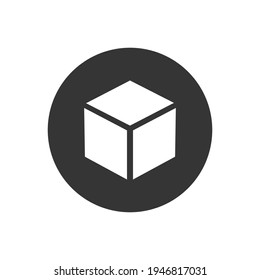 Cube vector in flat style white icon
