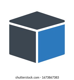 icono de color de glifo del vector de cubo 