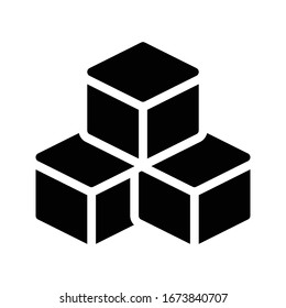 cube vector glyph flat icon 