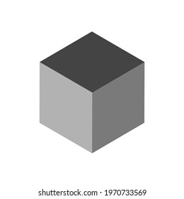 Cube vector icon. 3d cube icon. Perspective cube icon with different wall colors. 3d cube icon isolated on white background. Vector illustration.