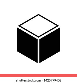 Cube vector icon, geometry symbol. Simple, flat design for web or mobile app